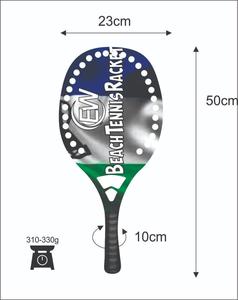 Raquettes de beach tennis avec face en fibre de carbone de 20 mm, poignée en fibre de carbone, filet en fibre de verre, poids 310-330 g, longueur 50 cm - Product Image 4