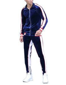 Ensemble de survêtement d'entraînement 2 pièces pour homme avec logo brodé personnalisé, pantalon de jogging et bandes latérales tissées pour l'automne - Product Image 5