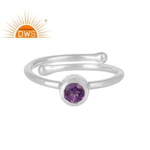 Bague en pierre d'améthyste violette naturelle, 925 en argent Sterling, bijou fait à la main, de styliste, pour filles - Product Image 1