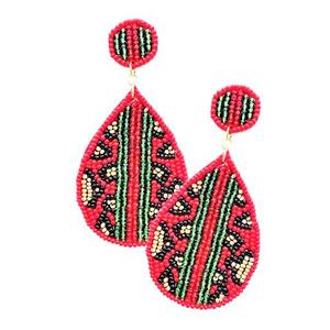 Boucles d'oreilles perles de rocaille boucles d'oreilles artisanales brodées en forme de goutte multicolore de l'Inde bijoux de mode pour femmes et filles - Product Image 1