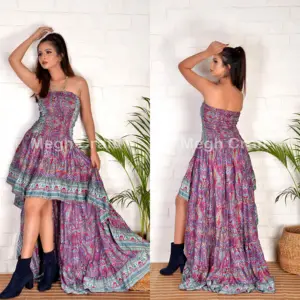 Bohemian frill dress - Hot Miami dress - wholesale maxi dress from India
