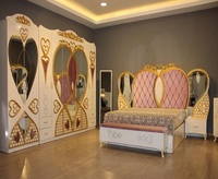 Ensemble de meubles de chambre à coucher moderne de luxe avec lit double, construction en aggloméré, option lit king size, prix de haute qualité