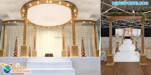 งานแต่งงานแบบราชวงศ์ แท่นงานแต่งงานลายไม้ แท่นงานแต่งงานแบบมหารานี แท่นงานแต่งงานแบบสามเสา แท่นงานแต่งงานแบบดั้งเดิม แท่นงานแต่งงานสีทอง สหรัฐอเมริกา - Product Image 6