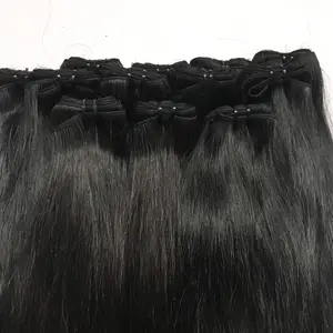 100% high quality weft hair natural color no synthetic double drawn at cheap price