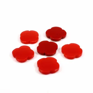 Karang Merah Sintetis 15X15Mm Batu Permata Semanggi 43.2 Cts Grosir