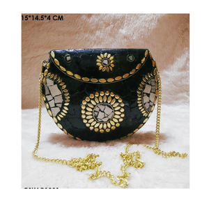 Bolso de Hombro Elegante Estilo Bohemio para Mujer, Bolso de Mano con Cierre Metálico de Gran Capacidad para Bodas Indias y Fiestas Nocturnas - Product Image 2