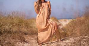 À la mode Hot Look fille porter longue Maxi robe hautes fentes Crochet cou Cocktail Maxi robe - Product Image 2