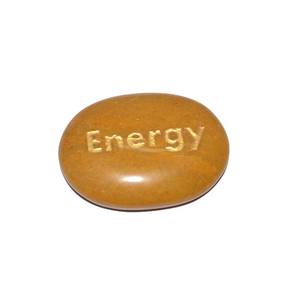 Piedra grabada de energía de jaspe amarillo, compra al por mayor, piedras de palabras de bolsillo - Product Image 1