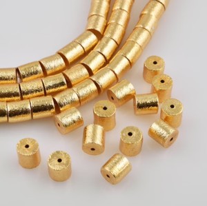 Perles en forme de tambour, plaqué or brossé, 50g - Product Image 1