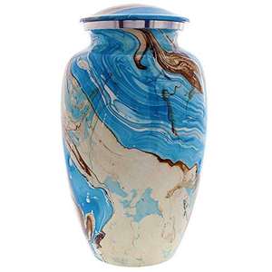 Urnas funerarias de Metal para adultos, urnas de cremación de cenizas de Metal, aluminio, azul, con estampado, estilo americano/europeo - Product Image 6