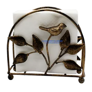 Porte-serviettes et mouchoirs en métal fini Antique, design oiseaux chantants, centre de Table, boîte porte-serviettes - Product Image 1