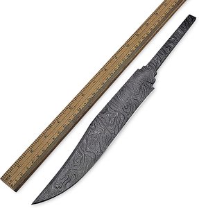Cuchillo de Caza Bowie de Acero de Damasco Forjado a Mano DIY OEM con Hoja en Blanco de 14.50 Pulgadas (Smk1990) - Product Image 4