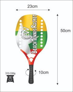 Raquetas de Tenis de Playa Personalizadas, Raqueta de Carbono y Vidrio con sus Logotipos, Combinaciones de Colores, Peso 310-330g, Longitud 50cm - Product Image 1