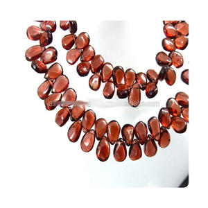 Briolette ลูกปัดโกเมนรูปลูกแพร์แบบเรียบอัญมณีสีแดงคุณภาพสูงขายส่งจากผู้ผลิต - Product Image 1