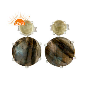 Limón Topacio labradorita piedra preciosa pendiente diseñador plata fina pendiente joyería proveedor colección Vintage - Product Image 1