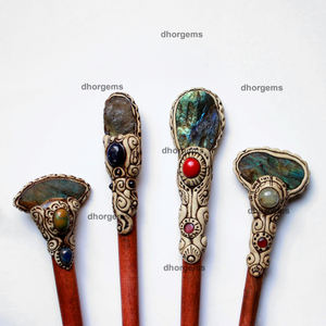 Bâtons pour cheveux en argile polymère, 30 pièces, labradorite naturelle, druse, boucles d'oreilles, déodorant en cristal, accessoires capillaires pour femmes - Product Image 4