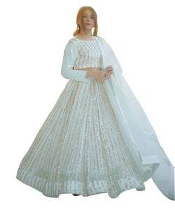 Última Secuencia de bordado de seda Georgette trabajo lehenga choli con dupatta ropa de novia precio al por mayor Ropa Étnica ApparelGarment - Product Image 3