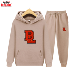 Pullover unisex sweat suit Wholesale Hot Selling Custom Chenille <b>Embroidery</b> High Quality Sweat suit Unisex Cotton <b>Set</b> - Product Image 2