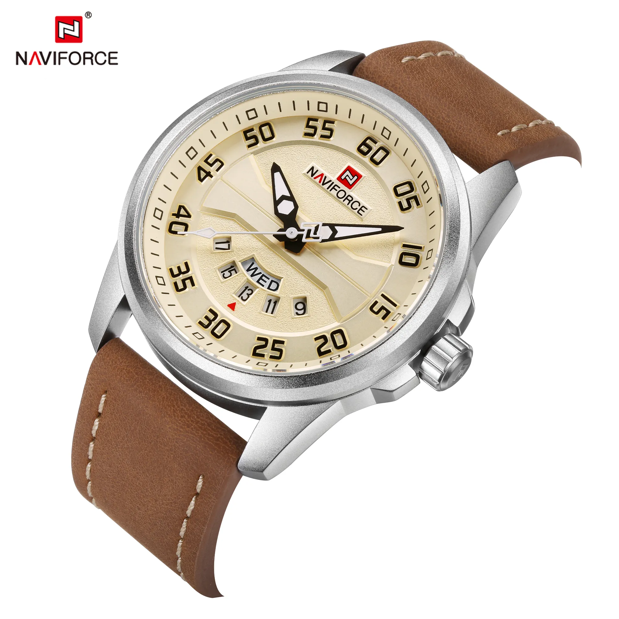 Luxury Brand NAVIFORCE 9124 Men Fashion Casual Watches Men Quartz Clock Man Leather Strap Sports Wrist Watch