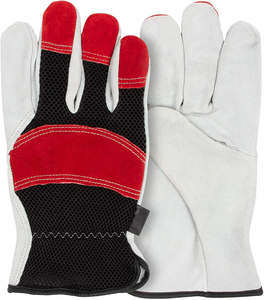 Working <b>Gloves</b> <b>Mesh</b> Design Comfort Fit Breathable Cowhide Leather Scratch Resistance Safety Garden Yard Working Driver <b>Gloves</b> - Product Image 2