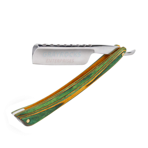 <b>Men</b> Razor Stainless Steel Stripe Pattern Foldable Straight Cut Household Razor Facial <b>Shaver</b> - Product Image 2