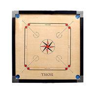 Papan karambol kayu hitam 32x32 kualitas tinggi untuk anak-anak standar turnamen dengan Striker koin PVC/PC permainan kayu