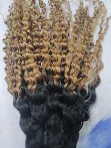 100% templo indio virgen para extensiones de cabello rizado profundo de Color Ombre cabello Remy de estilo europeo dibujado Doble - Product Image 6