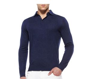 Custom Collar blew Slim Fit Short sleeve Polo T Shirt Men - Product Image 5