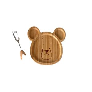 Vajilla de bambú de oso de dibujos animados para una sola persona, plato de cena simple de estilo coreano, bandeja para aperitivos - Product Image 2