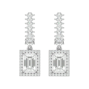 ต่างหูทองขาวบริสุทธิ์14K สำหรับผู้หญิงสวยและสวยด้วยเพชรแท้ - Product Image 1