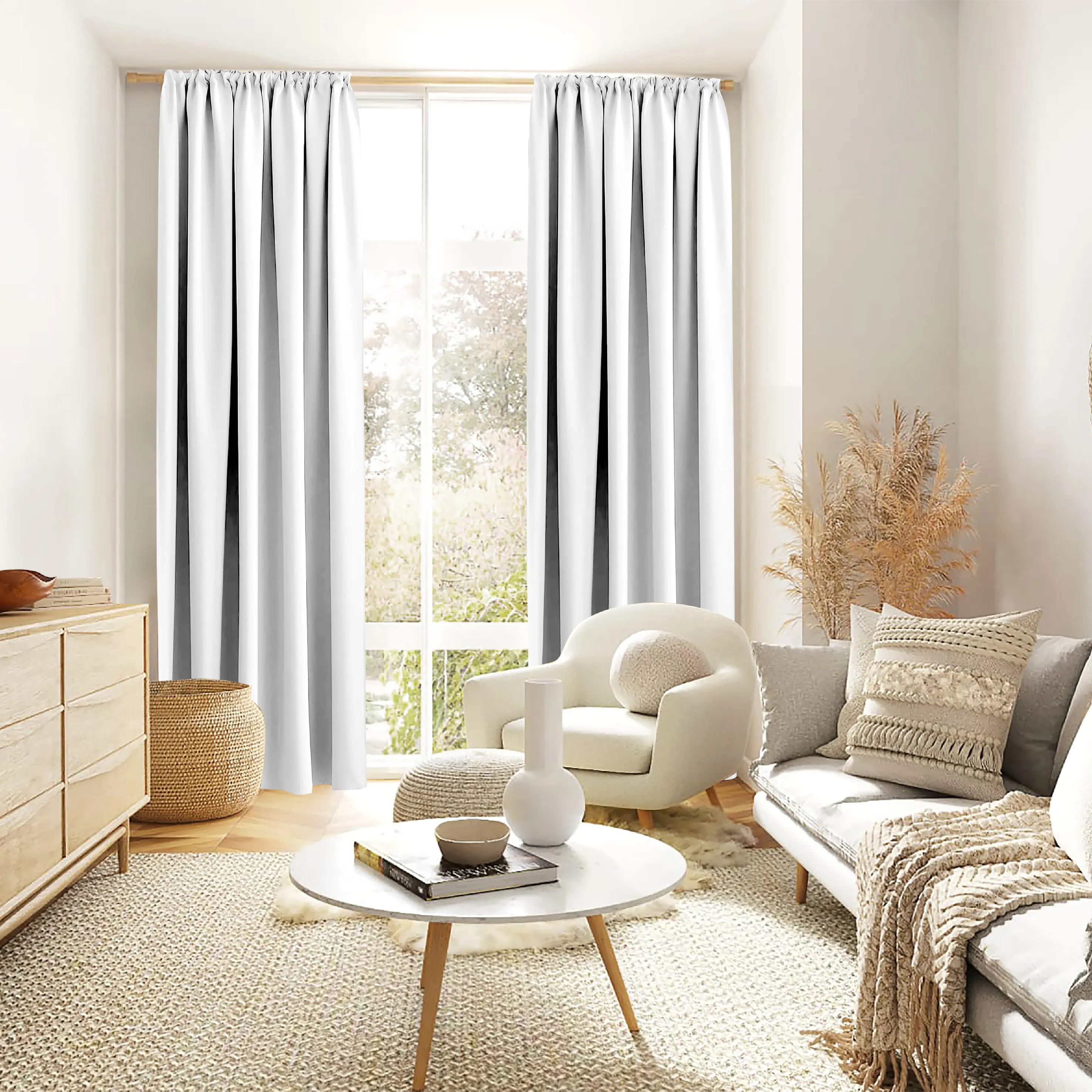 White Solid Color Blackout Curtain / Drapes Living Room Dining Room & Bed Room with 1 Panel - Soft Textured Honeycomb Fabric