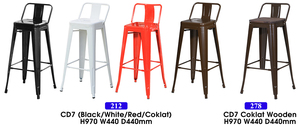 Taburete de Bar Moderno Multiusos BIS CD 7 Marrón con Base de Hierro Sólido y Asiento de Madera, Respaldo Alto, Ahorro de Espacio, Mueble para el Hogar - Product Image 2