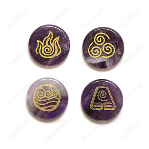 Ensemble de pierres précieuses rondes plates classiques à 4 éléments de la nature (<span class=keywords><strong>eau</strong></span>, <span class=keywords><strong>feu</strong></span>, <span class=keywords><strong>terre</strong></span>, <span class=keywords><strong>air</strong></span>) pour l'équilibre et la guérison - Product Image 2