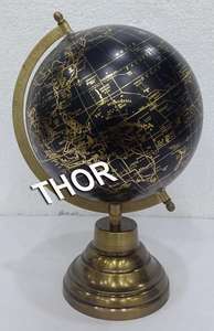 Carte du monde nautique Couleur noire Décor de table de bureau rotatif Ensemble de 3 avec base en aluminium pour la maison et l'éducation Globe mondial - Product Image 5