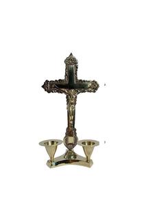 BRASS HOLY ALTAR CROSS FULL ENGRAVED CHURCH SUPPLIES - Product Image 2