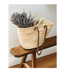 Bolso de Mano de Paja con Aspecto Perfecto con 2 Asas de Cuero Marrón - Gran Espacio Interior con Tela - Product Image 4