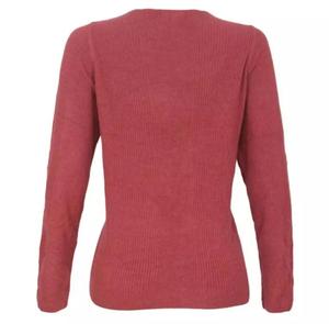 Suéter de Punto de Algodón Personalizado para Mujer, Cuello en V, Manga Larga, Ajustado, Ecológico, Marca Personalizada, Bangladesh, 2022 - Product Image 3