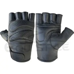 Deri Biker eldiven yarım parmak çift dolgu yeni moda klasik tarzı XL boyutu için özel yapılmış motosiklet deri eldiven erkekler