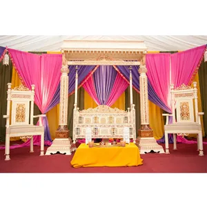 Boda Mehndi escenario vibrante Jhoola conjunto Garba y Sangeet evento Swing con sillas de boda par asientos columpio