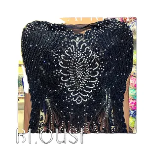 Elegant Women Ombre Sequin Blouse Long Sleeve Beaded Shirt Top Tunic Blusa Vintage Perspective Sheer Mesh Summer Clothing Woman