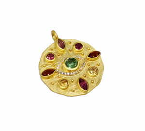 Abstrait 925 En Argent Sterling Plaqué Or Léger Faible QUANTITÉ MINIMALE DE COMMANDE Fournisseur multi Pierres Précieuses Marquise Ronde Pendentif Colliers De Mode - Product Image 3