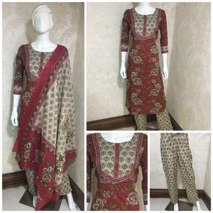 Vestido de algodón con estampado de bloque a mano para mujer, conjunto de ropa informal étnica, kurti indio, con platzo y dupatta - Product Image 5