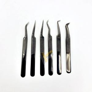 Pince à épiler professionnelle d'extension de cils en acier inoxydable Plasma noir Logo personnalisé pince à épiler à volume fort - Product Image 4