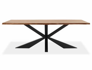 Ensemble salle à manger moderne personnalisé en bois d'acacia et en fer dalle de 6 places Live Edge pieds métalliques industriels de style loft pour les bars de maison de ferme - Product Image 5