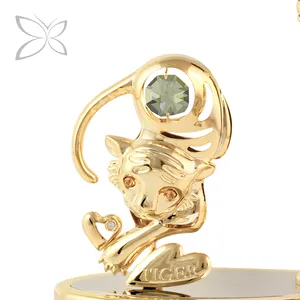 Crystocraft-portalápices de tigre de Metal chapado en oro, personalizado, de lujo, decorados con cristales de corte brillante, regalo VIP