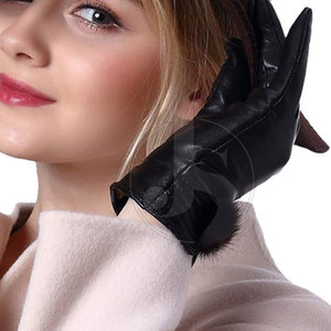 Gants en cuir noirs résistants au froid pour femmes, gants chauds pour écran tactile, hiver - Product Image 2