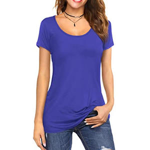 Camisetas de verano para mujer, blusa informal de algodón 100% con cuello redondo - Product Image 2