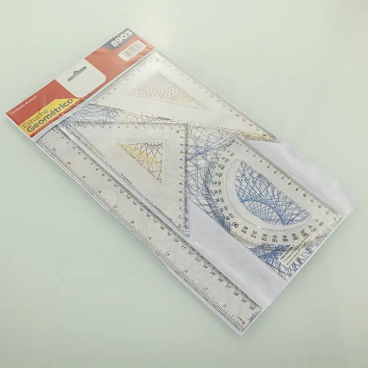 4 PIECE 30CM GEOMETRY SET Ruler protractor and set square