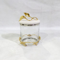 Recipiente de Cocina de Diseño con Tapa Floral Metálica, Recipientes Decorativos de Vidrio para el Hogar, Recipientes Elegantes para Dulces, Azúcar, Té, Frascos, Recipiente Floral