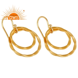 Pendientes de diseño redondo hechos a mano, joyería, venta al por mayor, chapado en oro amarillo, Plata de Ley 925 lisa, proveedor de joyería - Product Image 2
